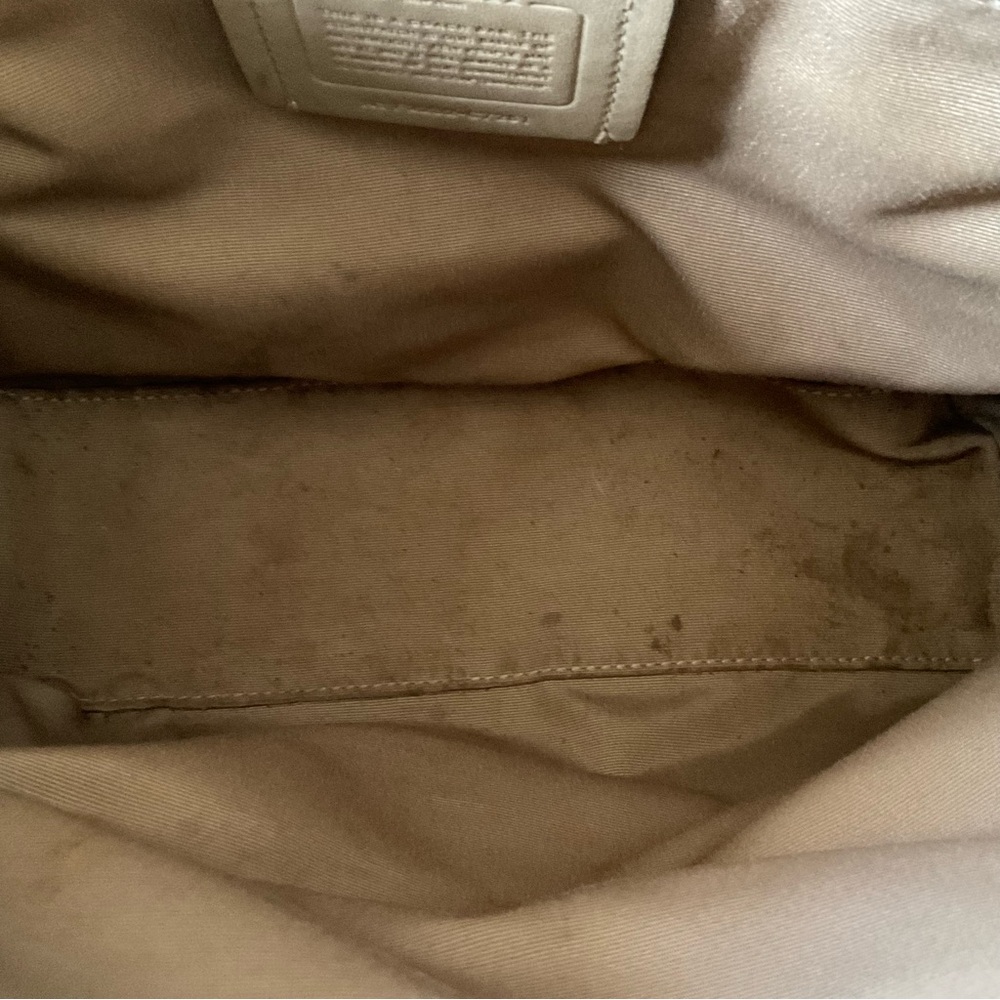 Coach Beige Signature Tote w/ Leather Trim & 40” Removable Strap - Picture 9 of 11